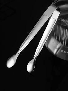 1pc Stainless Steel Ice Tongs, Classic Multifunction Serving Tongs For Kitchen - Silver - View 5