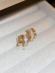 Andkiss 方晶鋯石裝飾多層開口耳環 - 金黃色 - 查看 5