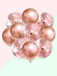 Bộ 10 quả bóng bay cao su 12 inch màu sắc ngẫu nhiên mạ crôm vàng bạc kim loại hình confetti dùng cho tiệc sinh nhật, trang trí tiệc cưới kỷ niệm ngày cưới, tiệc mừng em bé - Hoa hồng vàng - Xem 1