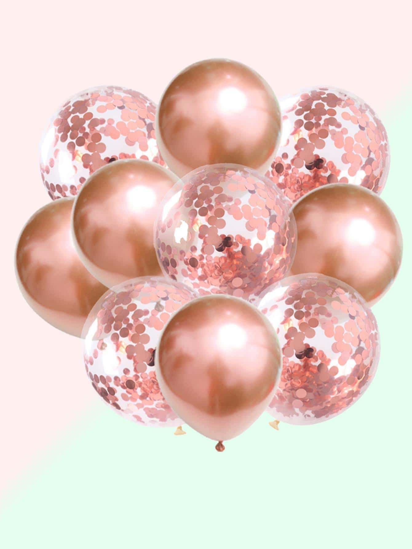 Bộ 10 quả bóng bay cao su 12 inch màu sắc ngẫu nhiên mạ crôm vàng bạc kim loại hình confetti dùng cho tiệc sinh nhật, trang trí tiệc cưới kỷ niệm ngày cưới, tiệc mừng em bé - Hoa hồng vàng - Xem 1