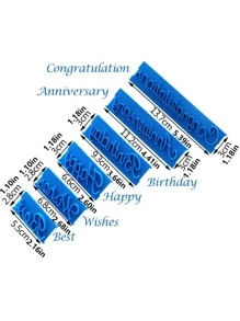 件/套蛋糕烘焙模具，帶有字母、單字、餅乾壓印壓花切割機、方糖模具、生日快樂蛋糕裝飾 - 藍色 - 查看 6