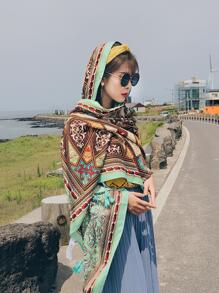 1pc Women Geometric Pattern Boho Scarf For Outdoor - Multicolor - View 1