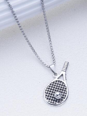 Herren Tennisschläger Halskette Edelstahl Schmuck Geschenke Für Frauen Mädchen Tennis Liebhaber, für Schmuck Geschenk und Party