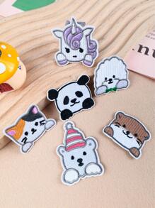 6 miếng vá họa tiết động vật hoạt hình bằng sắt, miếng vá may polyester hiện đại cho gia đình - Đỏ - Xem 4