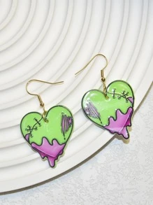 1 đôi bông tai thả hình trái tim lớn - Nhiều màu - Xem 1