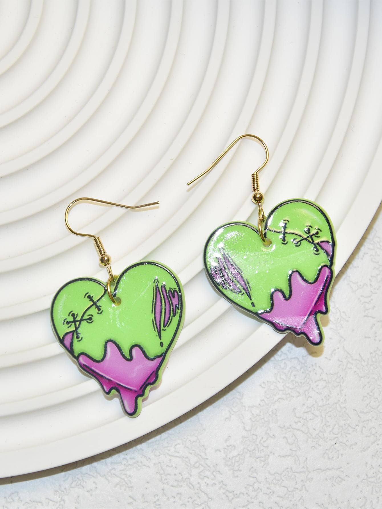 1 đôi bông tai thả hình trái tim lớn - Nhiều màu - Xem 1