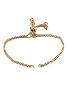 3pcs/set Stainless Steel Adjustable Slide Chain With 2 Rings, For Making Jewelry Bracelet DIY Accessories