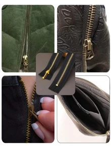 1入組銅製DIY縫紉拉鍊，簡單黑色DIY包袋拉鍊，製衣 - 黑色 - 查看 4