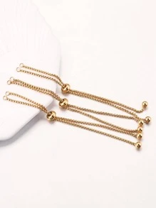 3pcs/set Stainless Steel Adjustable Slide Chain With 2 Rings, For Making Jewelry Bracelet DIY Accessories