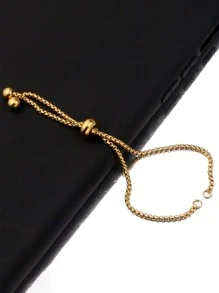 3pcs/set Stainless Steel Adjustable Slide Chain With 2 Rings, For Making Jewelry Bracelet DIY Accessories