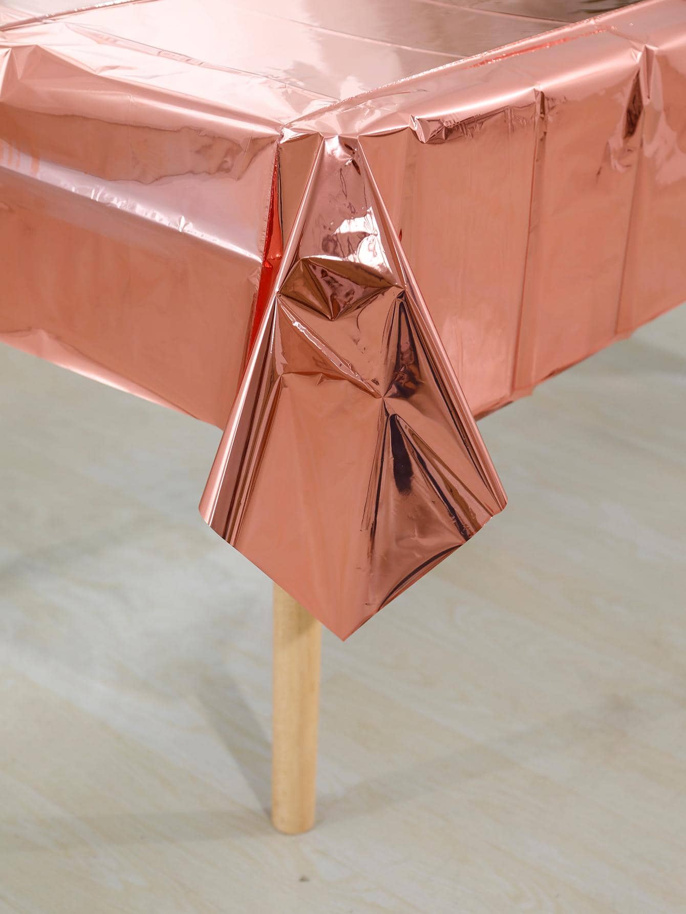1pc PET Disposable Tablecloth, Modern Rose Gold Waterproof Disposable Table Cover For Party - Rose Gold - View 1