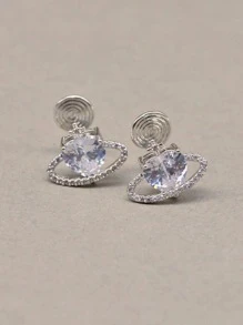 Cuff de oreja zirconia cúbica con diseño de planeta