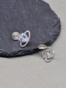 Cuff de oreja zirconia cúbica con diseño de planeta