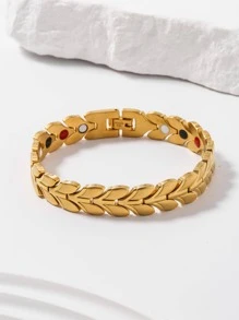 1 Miếng Thép không gỉ Nam Ngày Lá cây Hàng đơn Từ tính Chuỗi vòng tay Punk Hip Pop Phong cách Để Trang Trí Hàng Ngày - Vàng - Xem 1