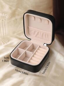 1pc Multi-grid Jewelry Box, Modern Portable Multi-function Jewelry Storage Box For Home - Black - View 2