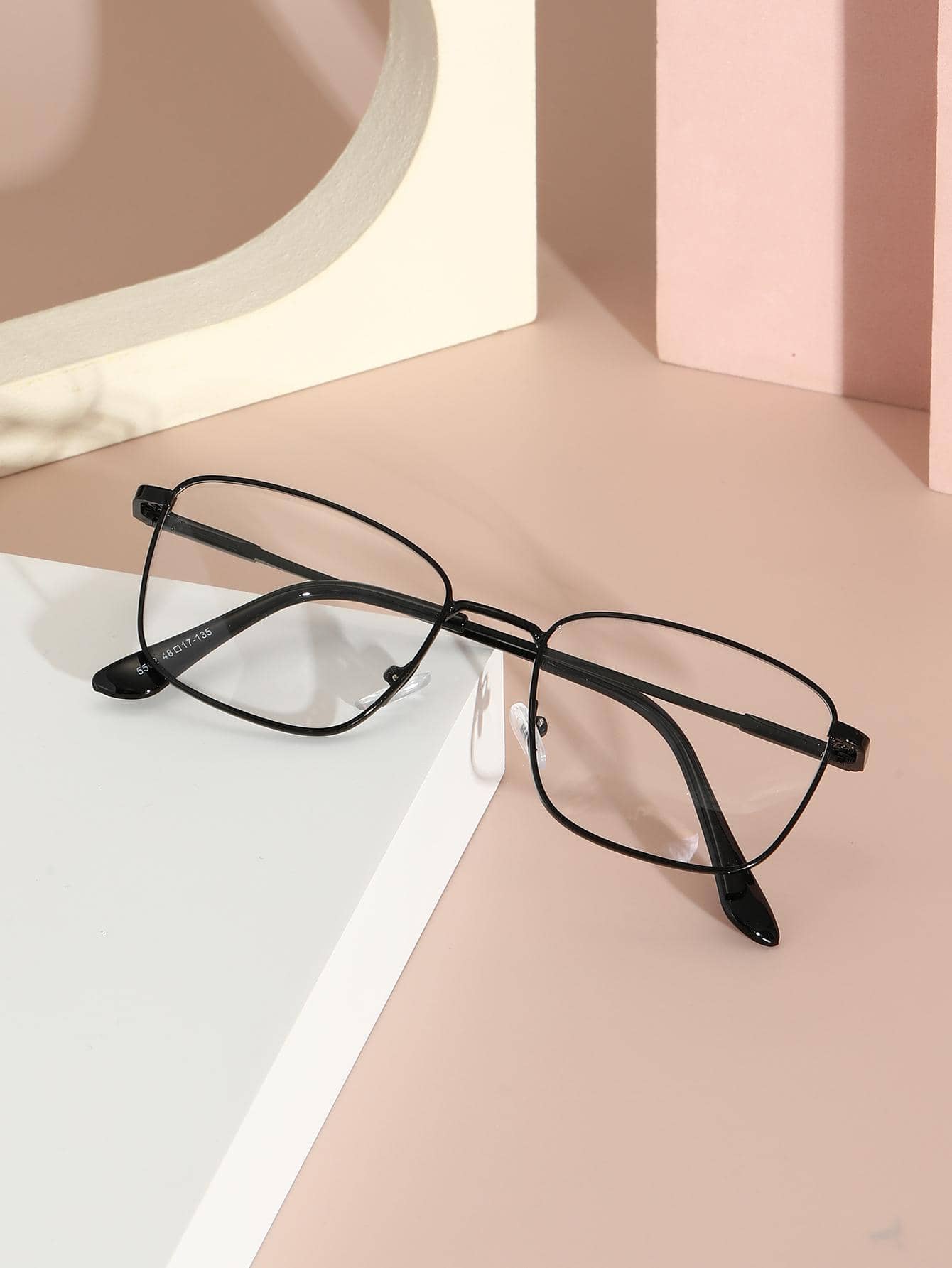 女士时尚方形框架眼镜 - 黑色 - 查看 1