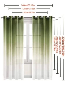 Rèm vải đơn bảng ombre, rèm vải lọc màu ombre hiện đại, riêng tư cho phòng khách và phòng ngủ - Màu xanh Ô liu - Xem 6