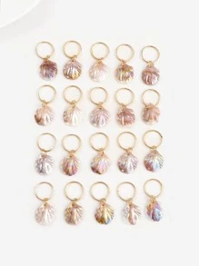 20个女士贝壳吊坠波西米亚风发圈，可作发饰、发夹、学生用品、发饰、头部饰品、女士发饰 - 彩色 - 查看 1