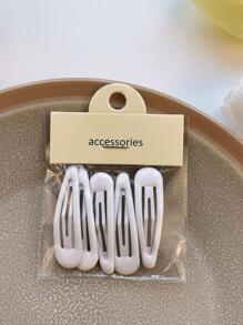 5个装女士纯色休闲按扣发夹，日常发夹，爪夹，发卡，发饰，学习用品 - 白色 - 查看 5