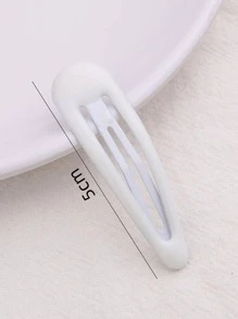 5个装女士纯色休闲按扣发夹，日常发夹，爪夹，发卡，发饰，学习用品 - 白色 - 查看 4