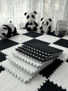 2pcs Solid Color Rug, Red Modern Polyester Floor Mat, For Living Room, Bedroom - Black - View 5