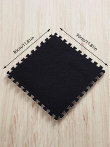 2pcs Solid Color Rug, Red Modern Polyester Floor Mat, For Living Room, Bedroom - Black - View 3