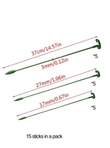 15pcs Plastic Plant Support Stake, Minimalist Plain Plant Support Stake For Home - Green - View 7