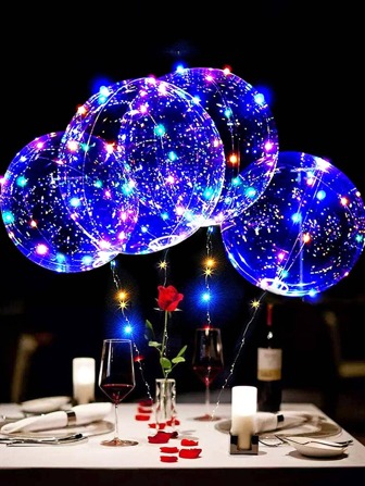 5入組透明裝飾波波氣球帶LED燈串適合派對