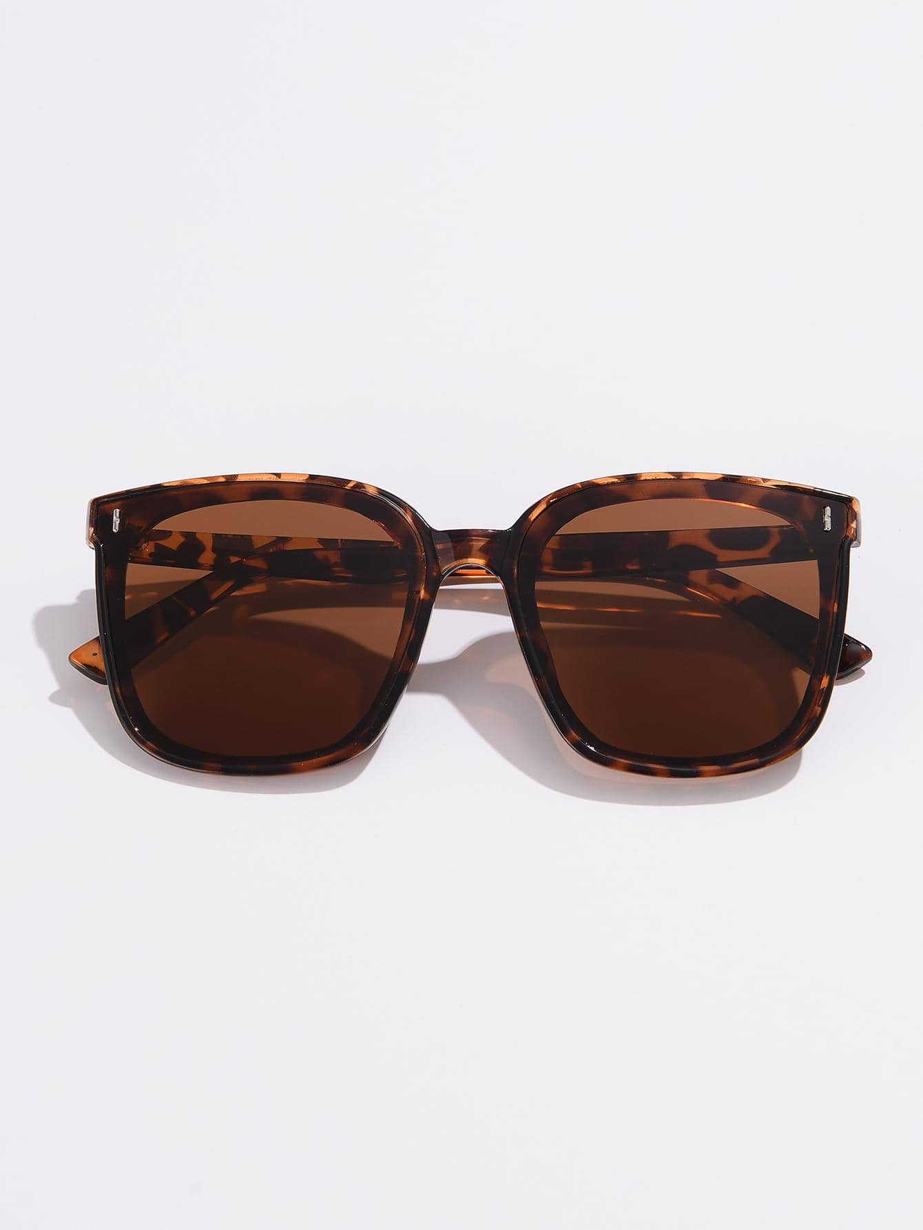 1pc Women's Square Large Frame Metal Rivet Retro Classic Polarized