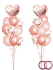 20 件乳胶气球，简约心形设计气球套装，适合家庭、圣诞节 - 玫瑰金 - 查看 1