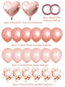 20 件乳胶气球，简约心形设计气球套装，适合家庭、圣诞节 - 玫瑰金 - 查看 2