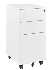 Metal 3 Drawer File Cabinet, Rolling File Cabinet with Lock Under Desk, Small Black Filing Cabinets for Home Office, Deep Drawers for Hanging Legal Letter Folders, Full Assembled Except Casters - Putih - View 2