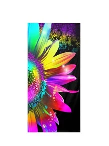 1pc Floral Pattern Beach Towel, Modern Microfiber Beach Towel For Outdoor - Multicolor - View 2