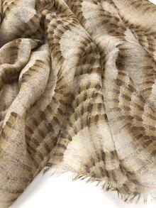 1pc Women Allover Print Raw Trim Fashion Scarf, For Summer - Khaki - View 5