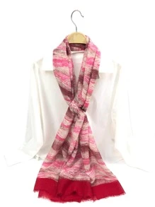 1 chiếc khăn quàng cổ cho nữ Allover in thô viền thông thường, cho cuộc sống hàng ngày - Đỏ - Xem 2
