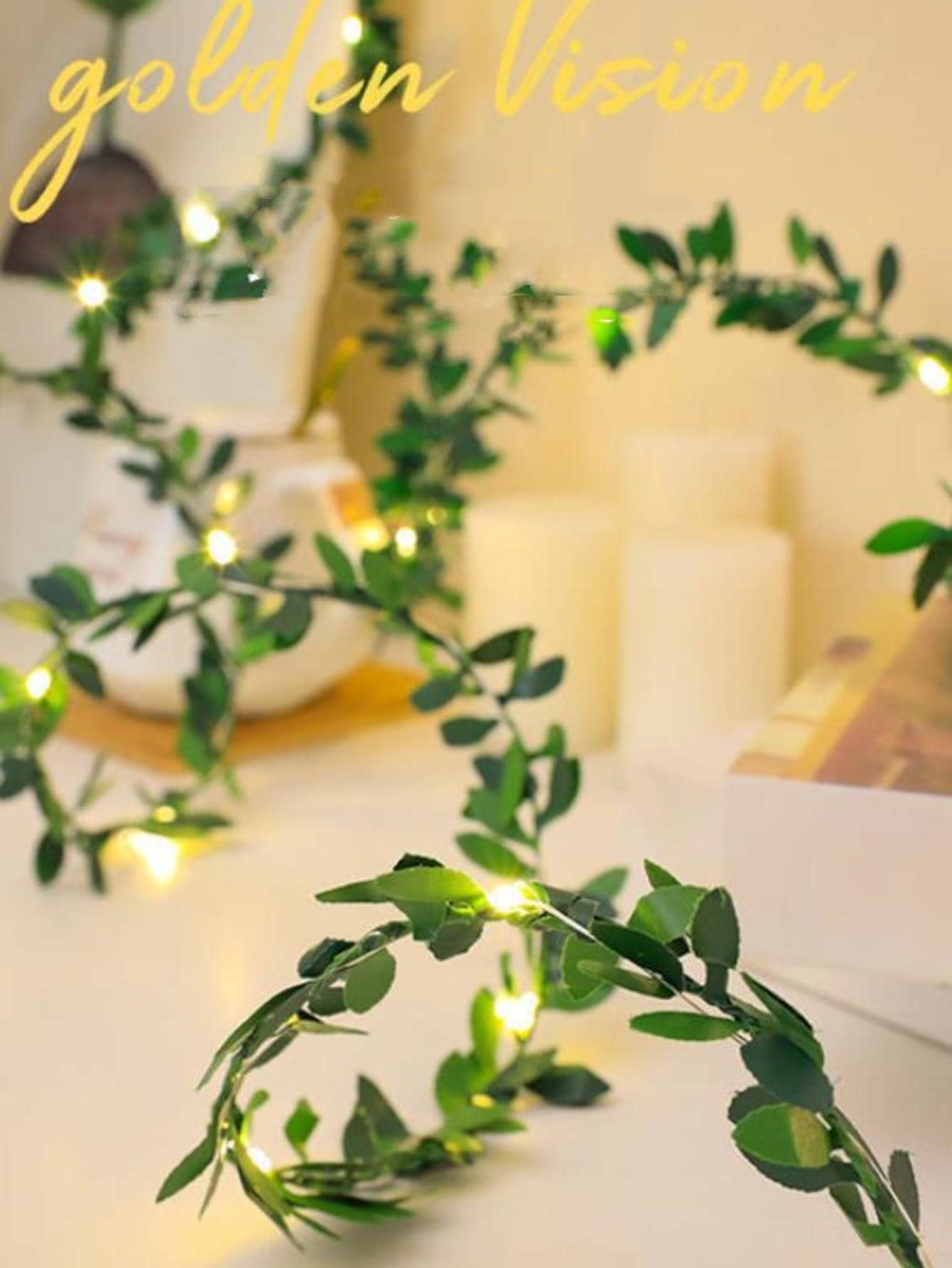 1pc Artificial Vine Decor String Light, Simple Fake Leaf Vine Decor