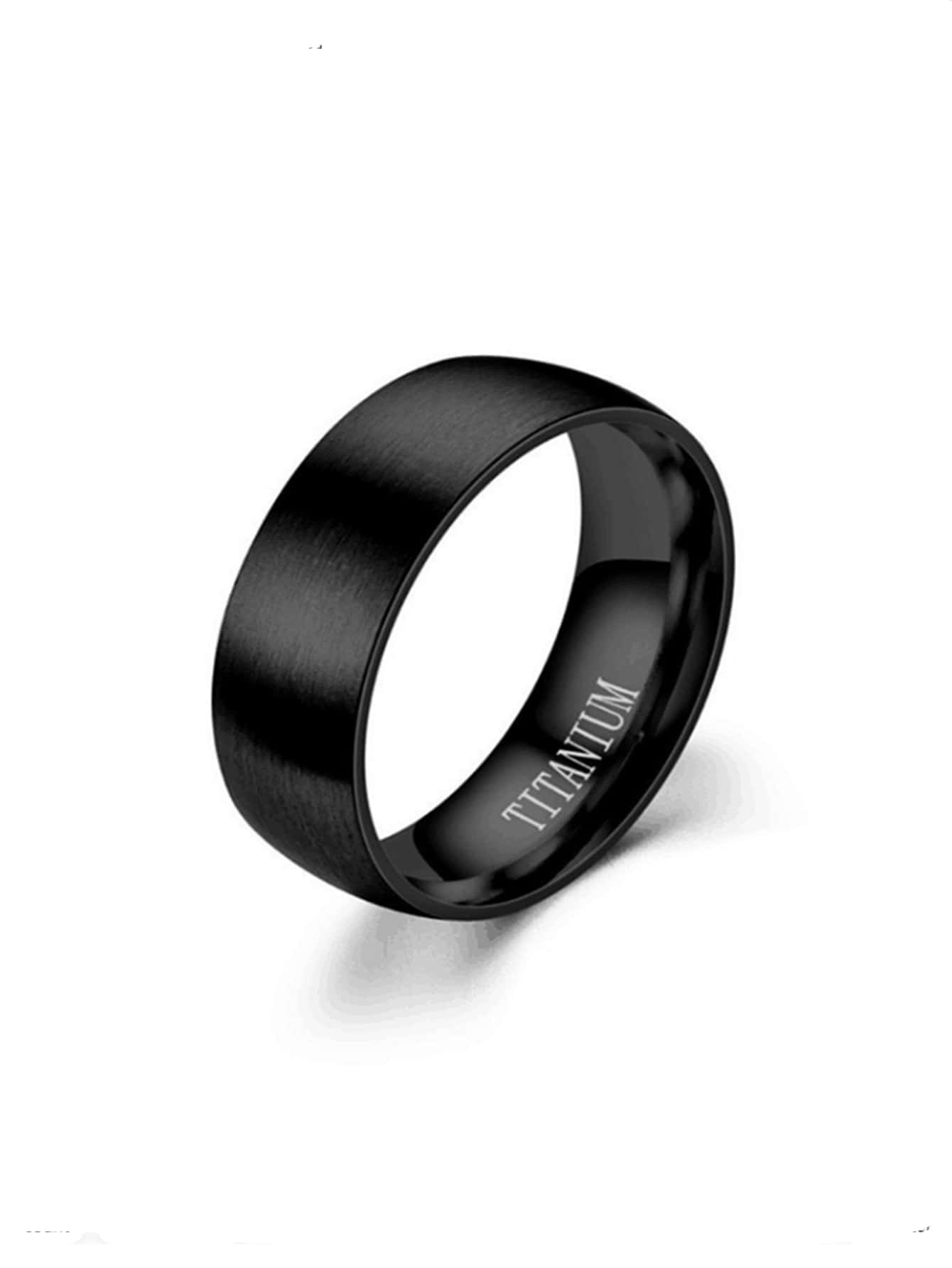 1pc Titanium Steel Men's Black Ring, Classic Business Style With Resistant Matte Finish, For Jewelry Gift And Party - Black - View 1