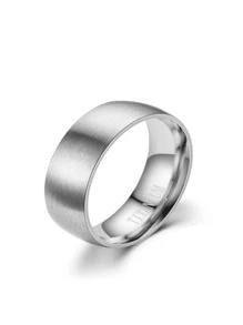 Nhẫn Nam Thép Titan Với Bề Mặt Tròn, Bề Mặt Được Đánh Bóng, Dây Đeo Đơn Giản Chống Trầy Xước, Trang Sức Đeo Tay Nhẫn Phong Cách Doanh Nhân Cổ Điển - Vàng - Xem 3