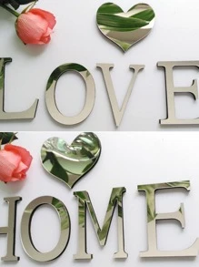 2入組/套PMMA裝飾鏡，現代字母設計家居鏡面牆貼