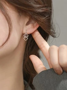 1 par Pendientes largos simple & multicapas cuadrado colgante para mujeres