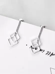 1 par Pendientes largos simple & multicapas cuadrado colgante para mujeres