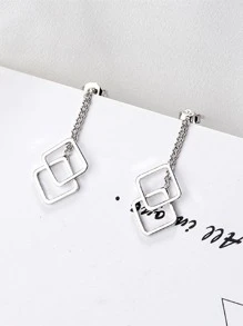 1 par Pendientes largos simple & multicapas cuadrado colgante para mujeres