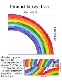 2pcs PVC Wall Sticker, Modern Rainbow Pattern Wall Sticker For Home - Multicolor - View 7