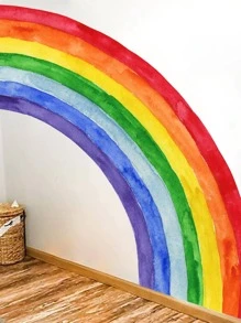 2pcs PVC Wall Sticker, Modern Rainbow Pattern Wall Sticker For Home - Multicolor - View 6