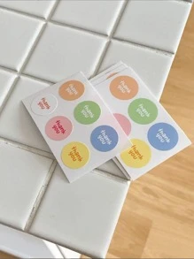 10入組/套紙禮品可愛字母圖案圓形禮品盒密封貼紙適合派對 - 藍色 - 查看 4