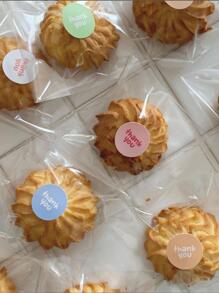 10入組/套紙禮品可愛字母圖案圓形禮品盒密封貼紙適合派對 - 藍色 - 查看 2