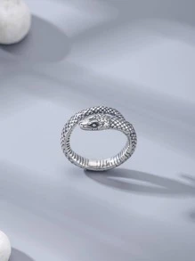 Hombres Anillo con diseño de serpiente plata