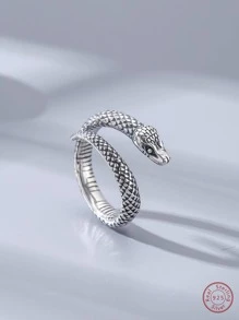 Hombres Anillo con diseño de serpiente plata