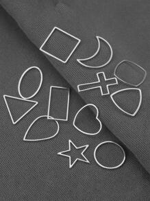 10入組/套不銹鋼幾何鏤空邊框擋板DIY耳環吊墜珠寶和手錶製作