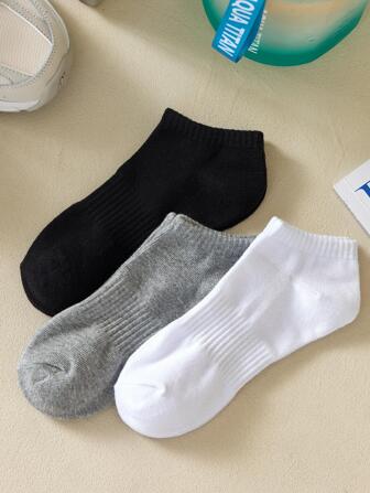 3雙女性素色休閒短襪適用於日常